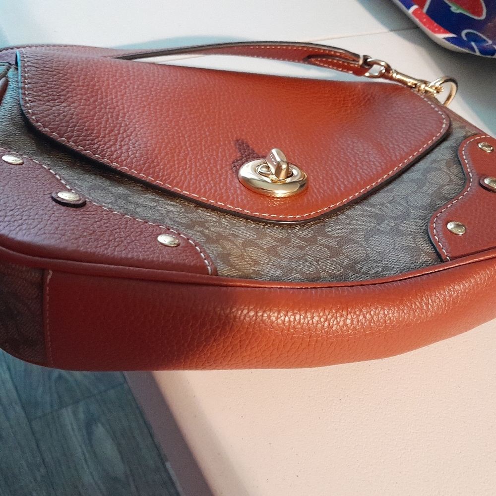 COACH Millie Pebble Leather & Mini Signature C Coated Canvas Crossbody Bag